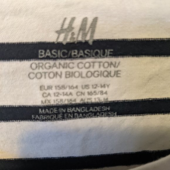 H&M Blue & White Horizontal Striped Cotton Long Sleeved Shirt - Picture 2 of 2